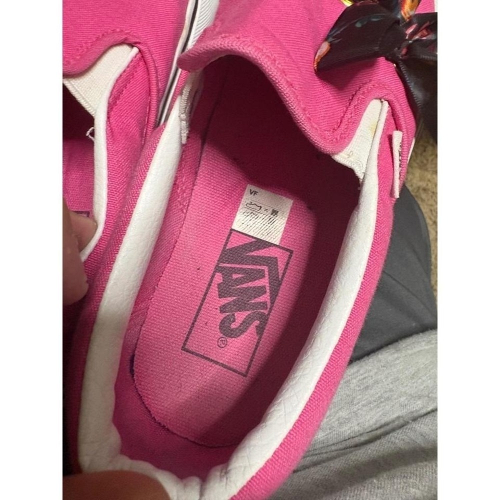 Vans Pink Slip On Sneakers Floral Ribbon Lace Up Low Top Shoes Womens 6.5 - Picture 4 of 5